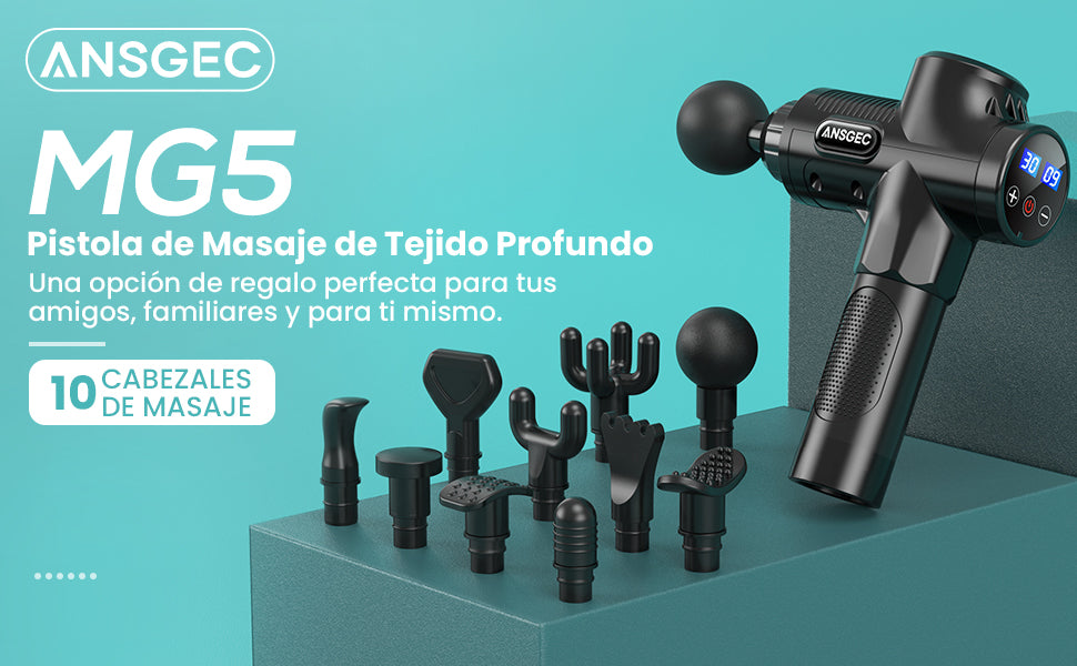 Pistola de masaje grande con maletín + cabezales