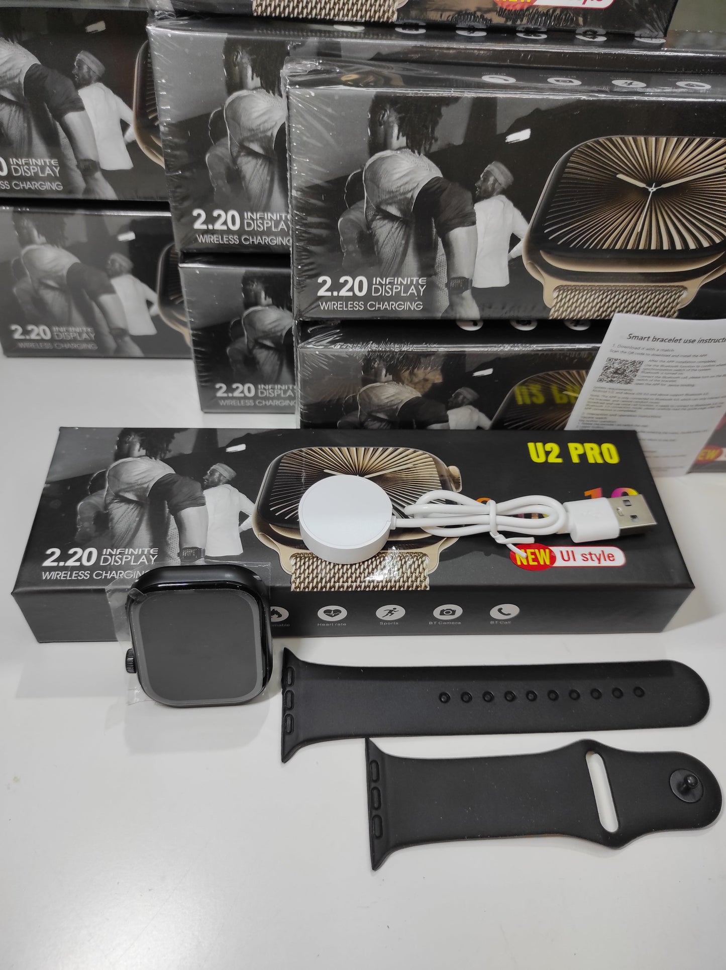 Smartwatch serie 10 con pantalla 2.2 pulgadas Negro, Rosa y Blanco