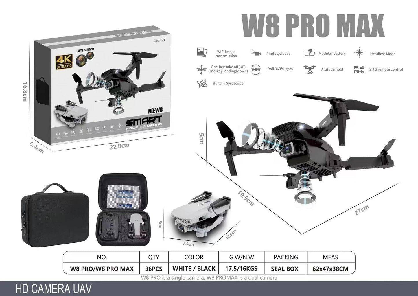 oferta Dron con doble cámara 4K + Maletín Gratis + 3 baterias